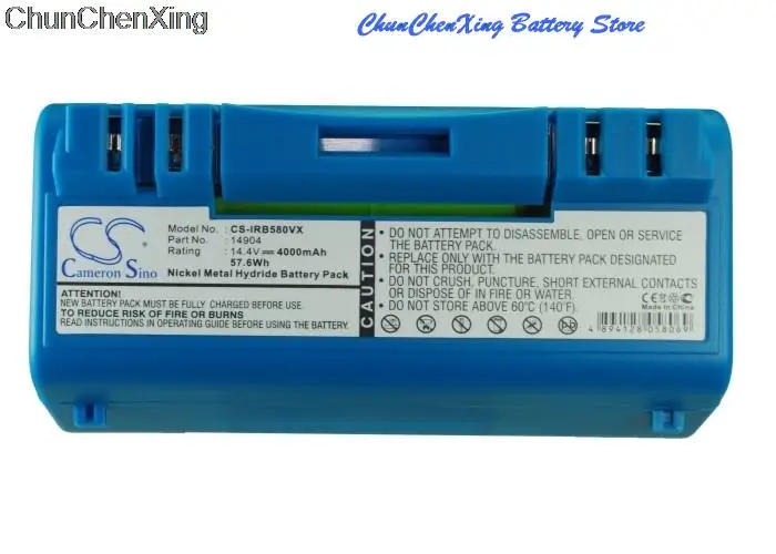 Cameron Sino 4000Mah Batteria 14904 Per Irobot Scooba 330, 340, 350, 390, 5800, 5900, 5910, 5930, 5940, 6000