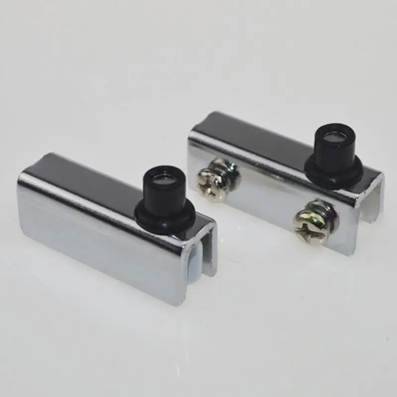 2PCs Glass Door Pivot Hinge Cabinet Doors Wardrobe TV Cabinets Bookcases Clamp Clip Silver Glass Hinges For Cabinet Cupboard New