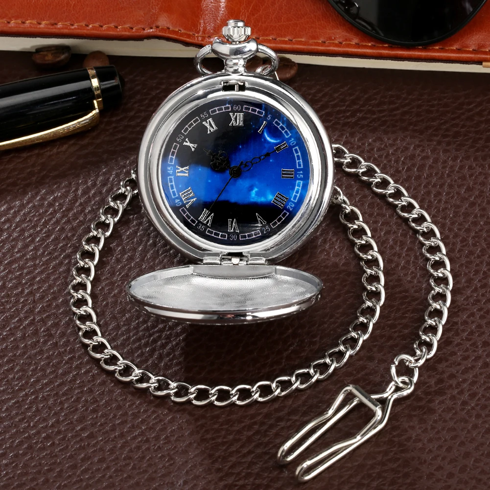 2018 Silver Smooth Quartz Pocket Watch 