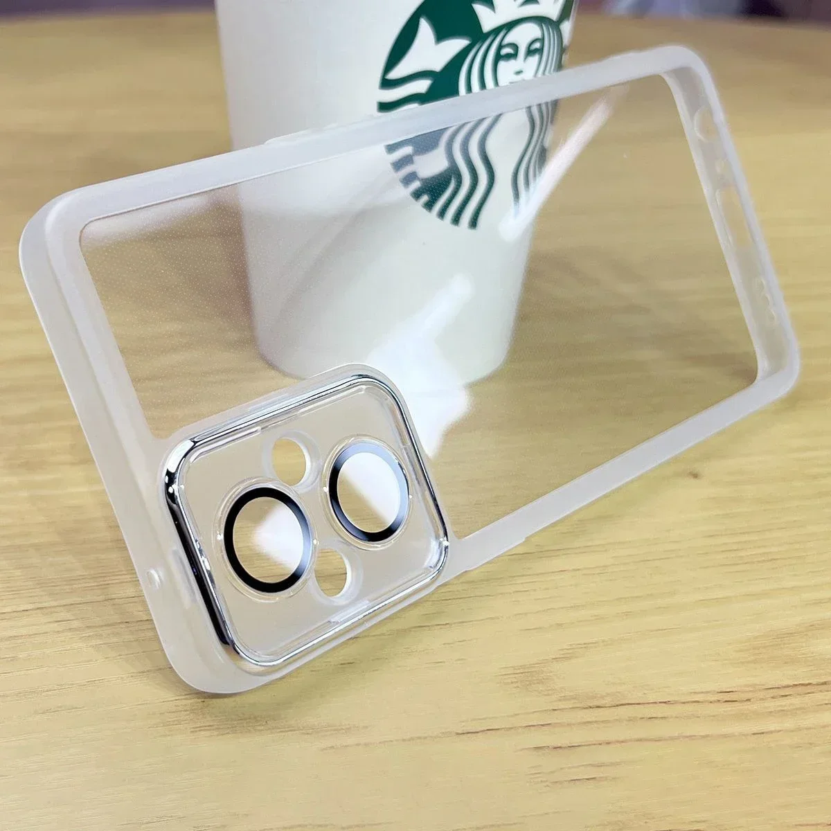 Luxurious Clear Silicone Phone Case with Acrylic Lens Film Back Cover
