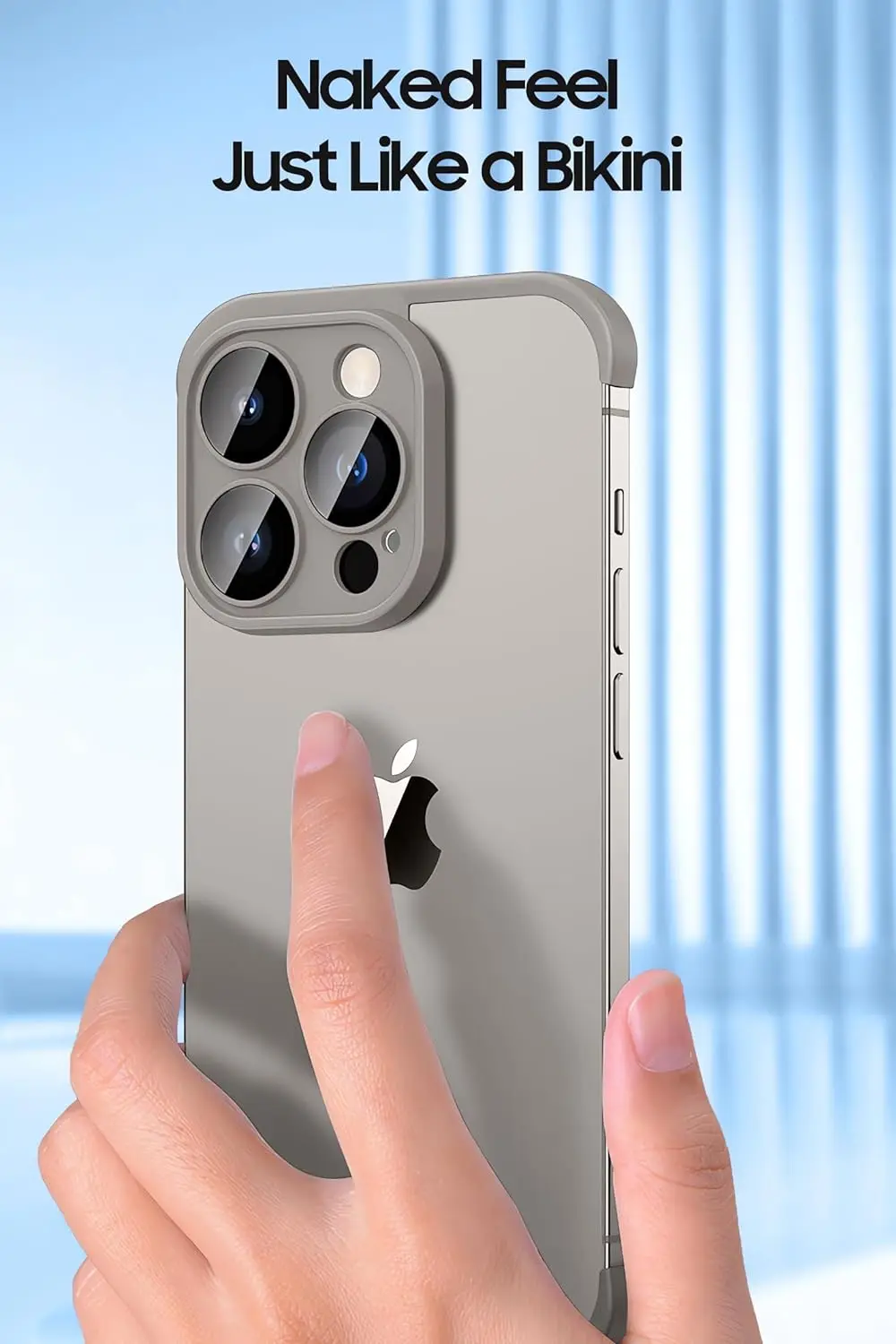 Sleek Gray Frameless Camera Lens Protector Phone Case Cover