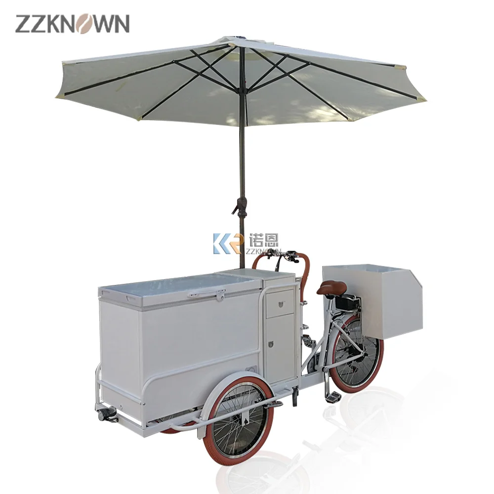 

3 Wheel Cargo Bike With Freezer Ice Cream Vending Cart Outdoor Retail Cold Drink Juice Cola Vending Van Cargo Bike