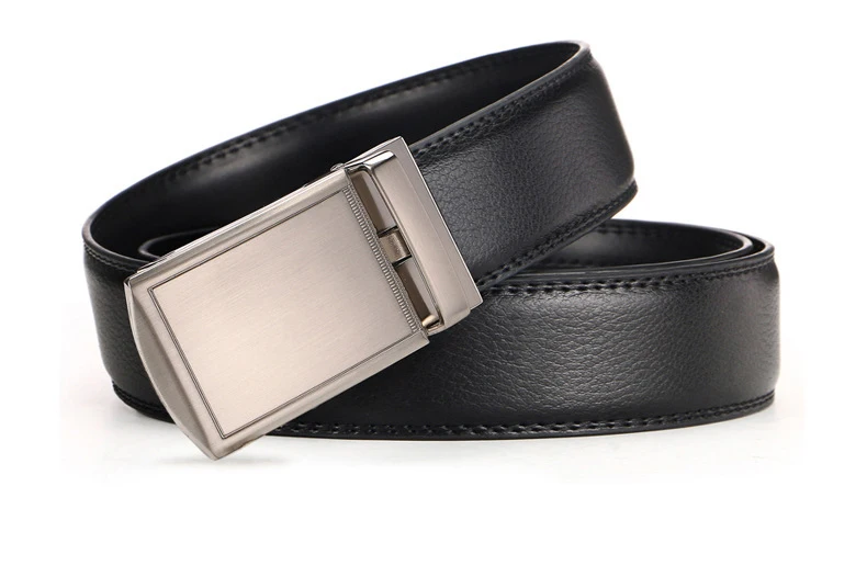 Herren-Gürtel aus echtem Leder, Metall, automatische Schnalle, Ratsche, Rindsleder-Gürtel für Jeans, Lederband, Gürtel für Herren, Hosen, Bund Carta – Detail 10