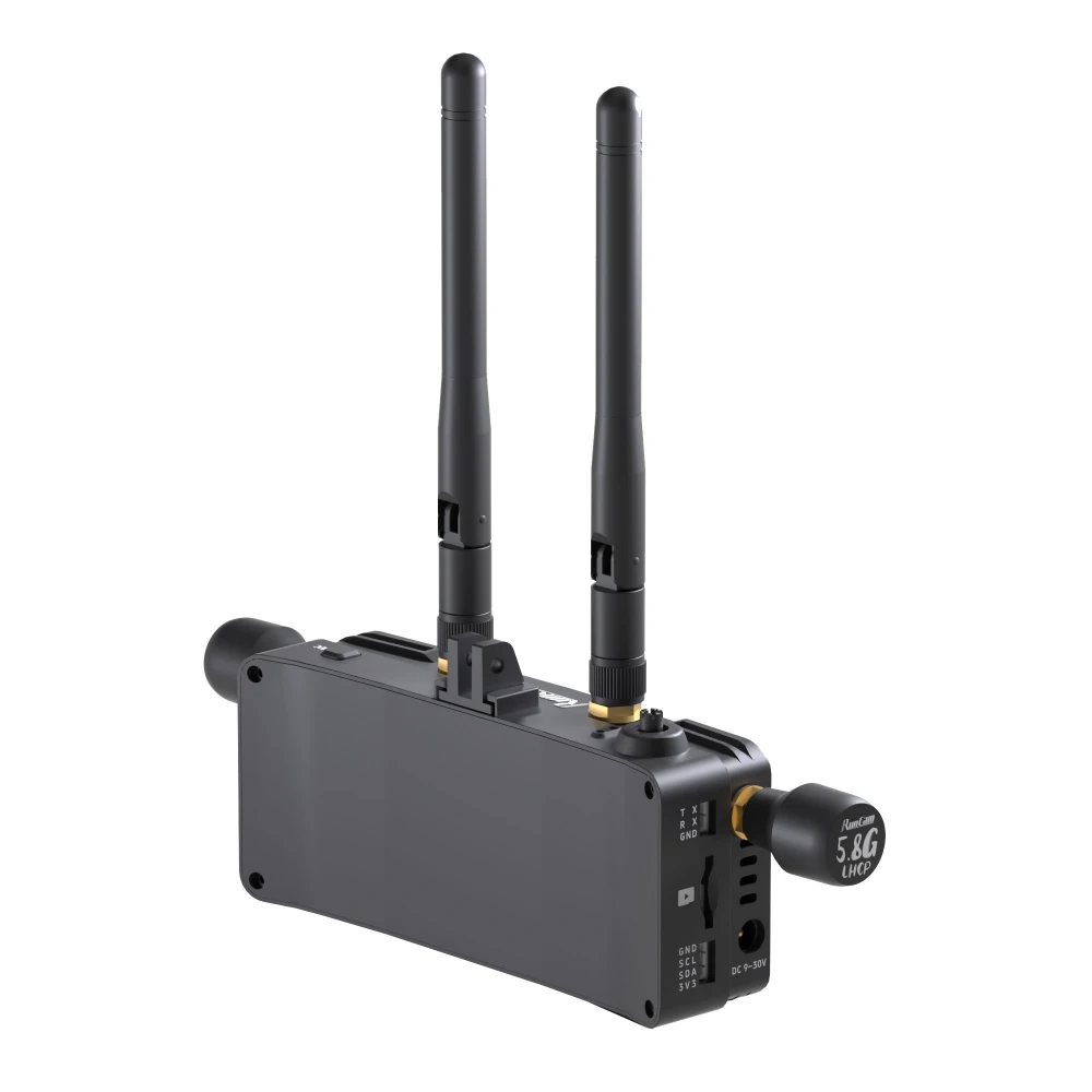 Détail des antennes et du câblage du récepteur numérique HD RunCam WiFiLink RX 9-30V (3-6S) pour drone FPV