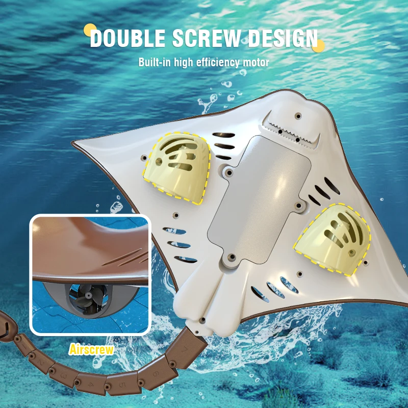 Rc Boat 2.4G Remote Control Manta Ray Robot Toy Electronic Radio Controlled Fish Simulation Children's Pool Water Games Toys Boy 5