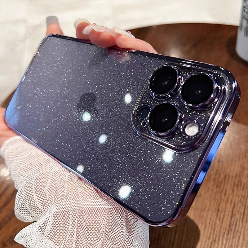 Glitter Iphone 12 Pro Max Case Luxury Clear Electroplated Glitter
