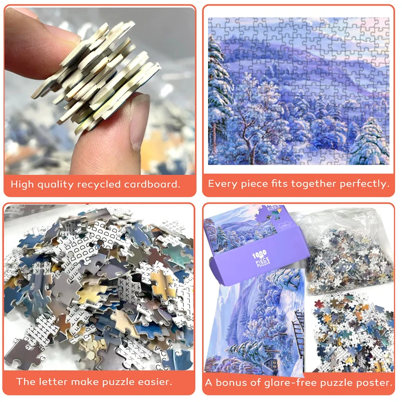 High Quality 70cm*50cm 1000pcs Jigsaw Puzzle the snow Adult Stress Relief Beautiful Landscape Painting Puzzle 3