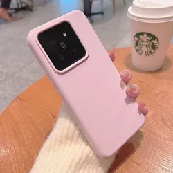 Soft Liquid Silicone Shockproof Colorful Luxury Back Case Cover for Mi 14Pro (Morandi pink)