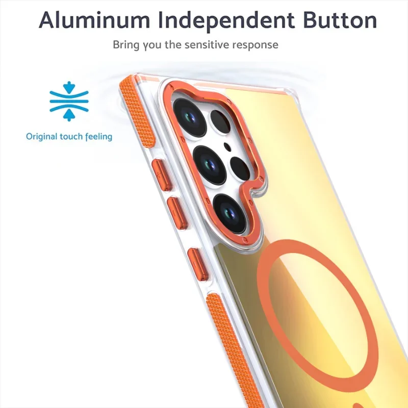 Enhanced Metal Lens MagSafe Phone Case with Wireless Charging and Discolour Cover
