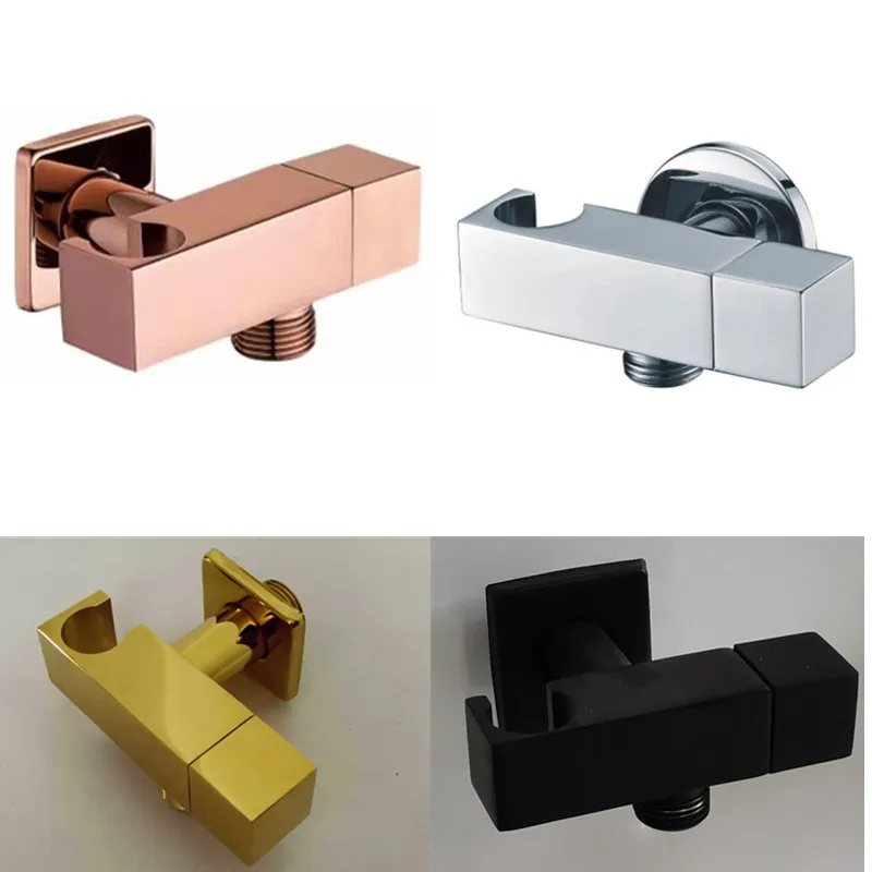 

gold or black or rose gold or brushed gold brass Angle Valve with Holder bidet sprayer bracket