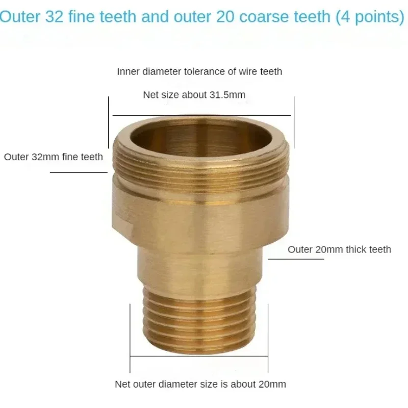 Grifo de cobre de paso fino interno y externo, conversión de 4 puntos, accesorios roscados, M16, M18, M20, M26, M28, M30, M32