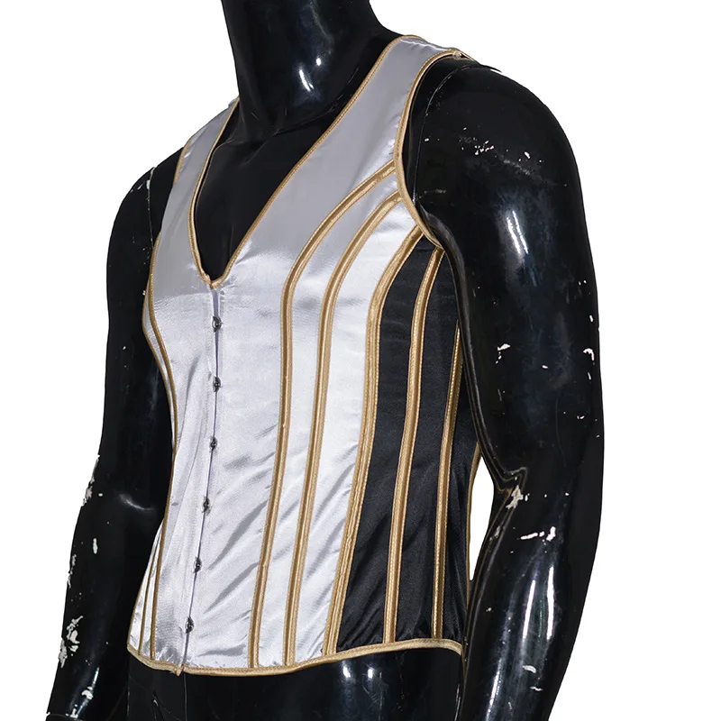 Male Corset Vest Tummy Control Waist Trainer Print Medieval