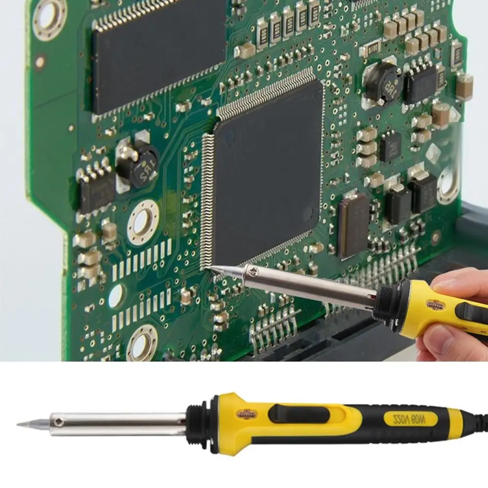 

Yellow Adjustable Temperature Electric Soldering Iron 30W/40W/60W Internally Heated Rework Station Handle ABS Heat Pencil