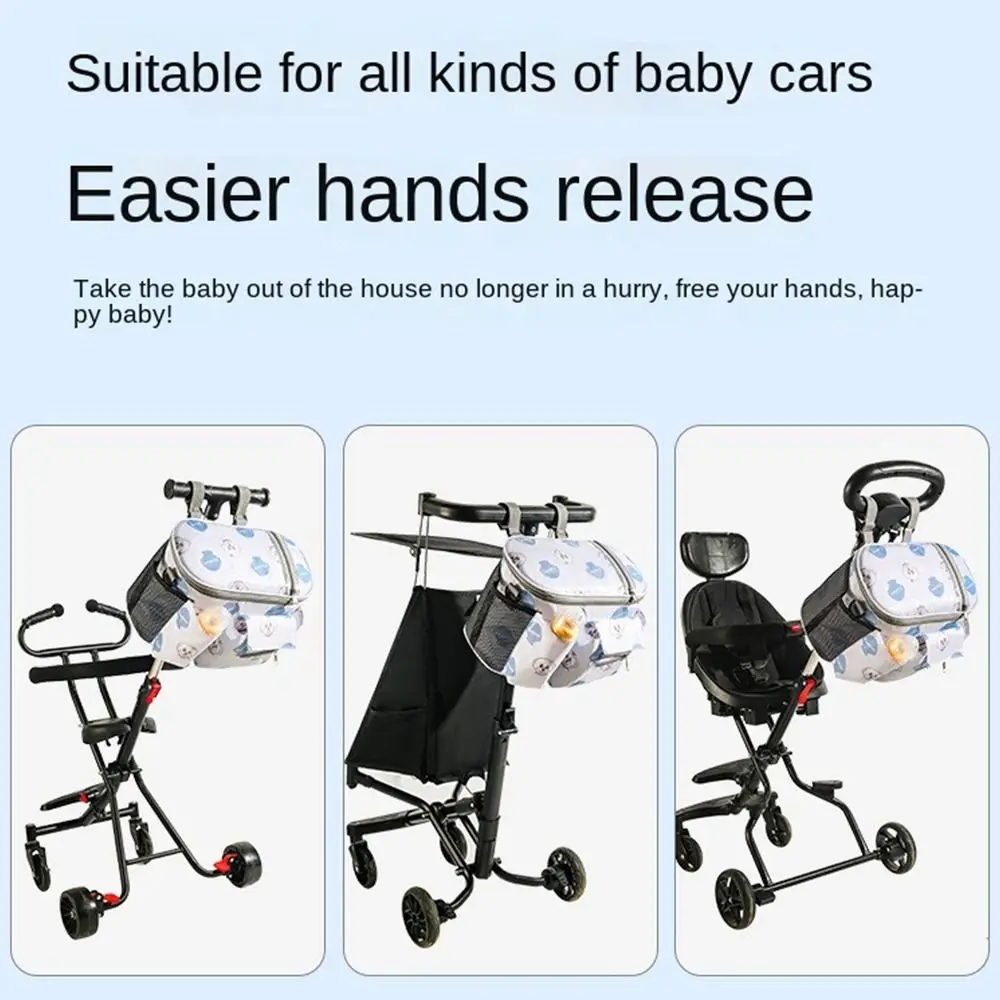 Multifunction Baby Pram Organizer Large-capacity Oxford Cloth Baby Stroller Hanging Bag Diaper Bottle Storage Waterproof