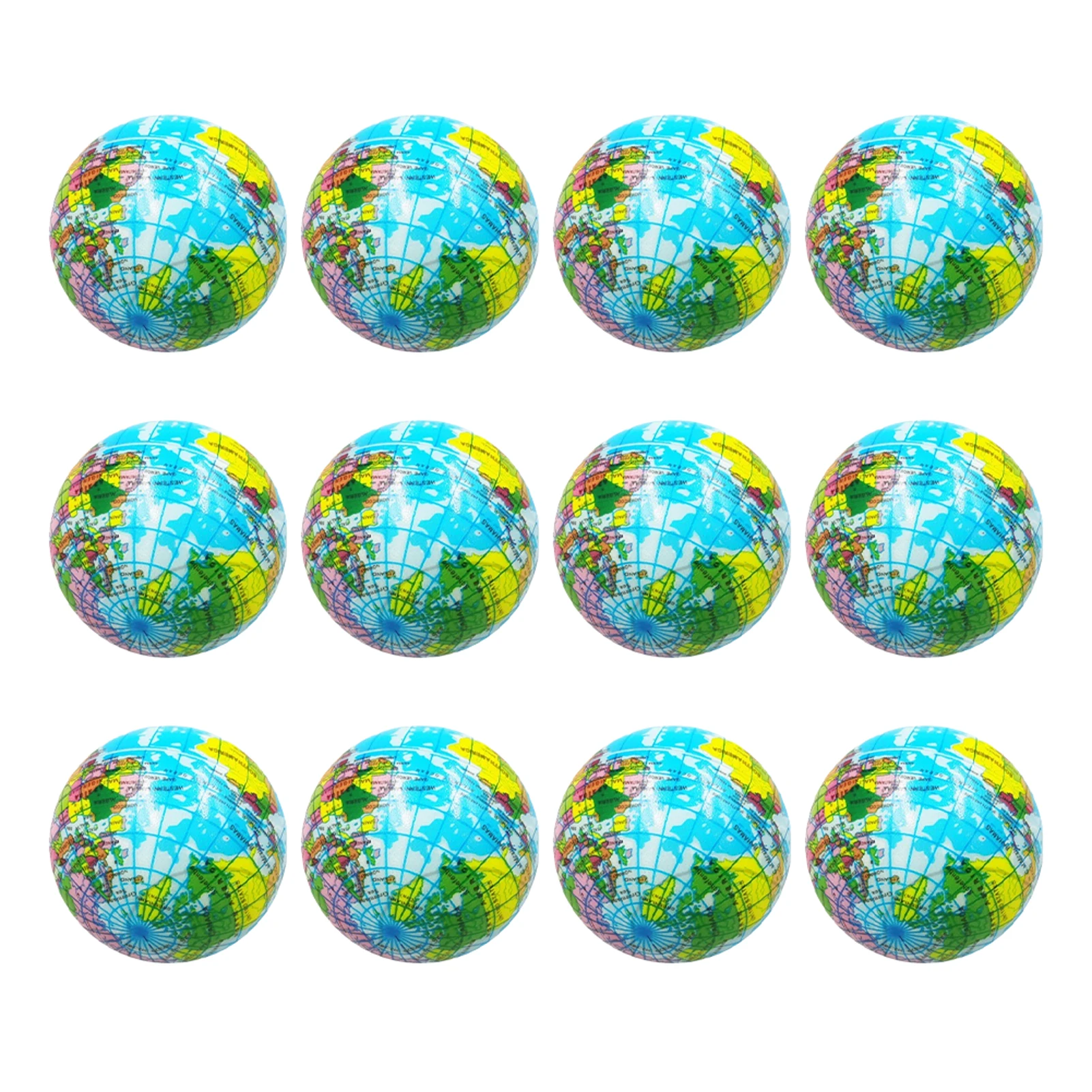 

12pcs Earth World Map Kids Adults Squeeze Toy Teaching Aids PU Globe Stress Ball School Office Anxiety Relief Learning Portable