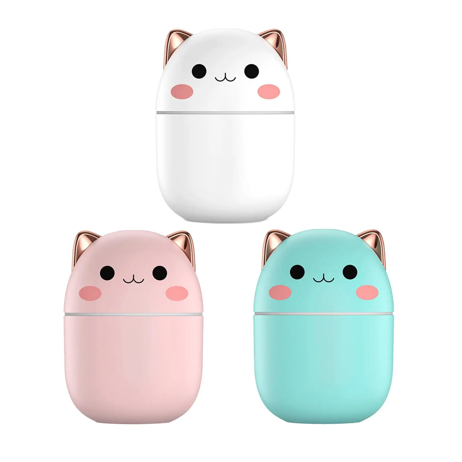 250ml Car Ultrasonic Air Humidifier Cute Kawaiil Aroma Diffuser With Light Cool Mist For Car Home Air Purifier USB Humidifier