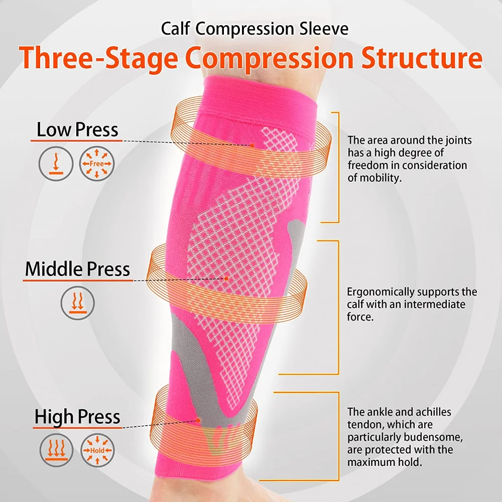 1Pair Sports Calf Compression Sleeves Men Women Leg Sleeve Shin Splint Support for Running Basketball Football Travel Work
