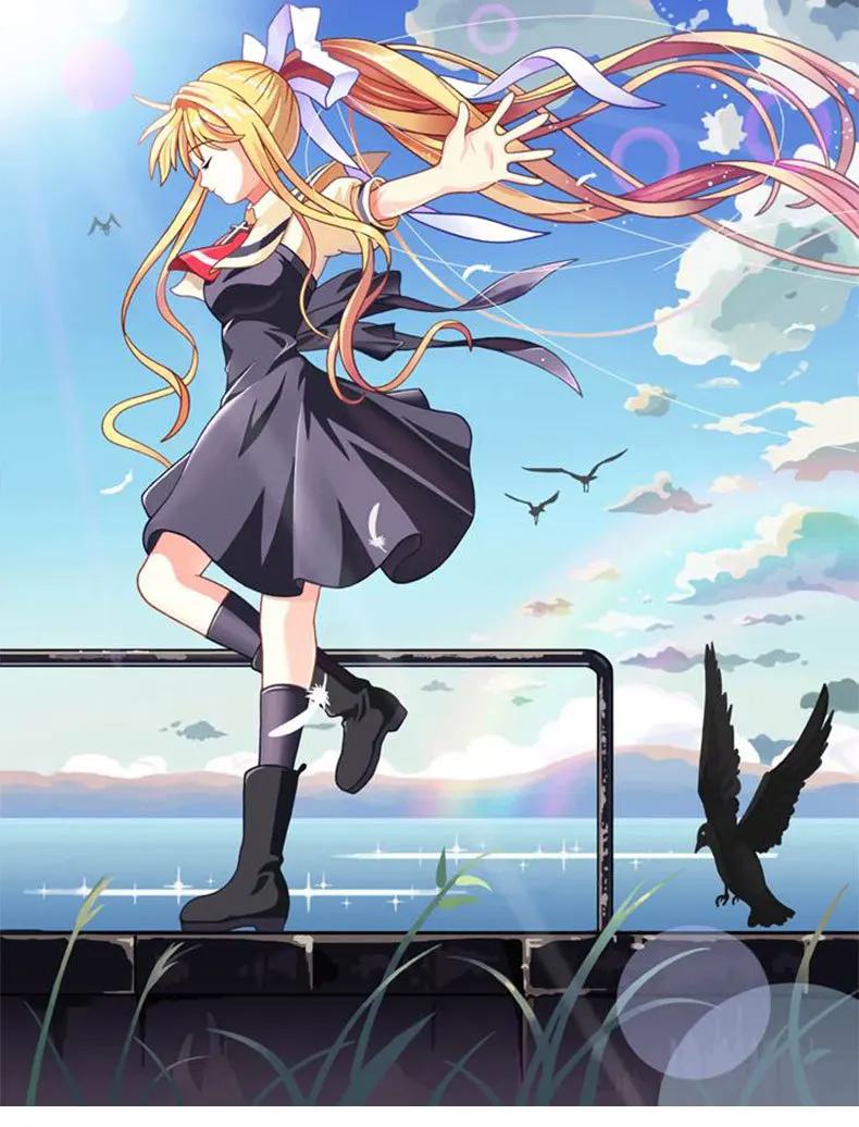 AIR Kamio Misuzu Cosplay Costume with Wig for Women (Unofficial)