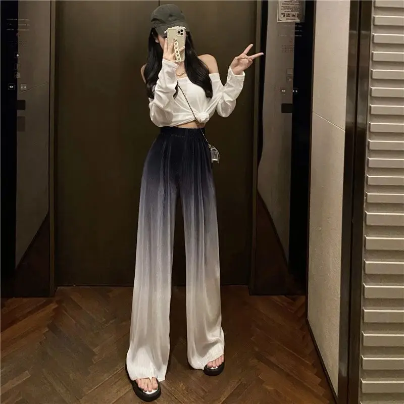 Clothing Elastic Waist Women's Pants Loose Baggy Trousers for Women Long High Wide Leg 90s Original Trends 2023 G Korean Fashion