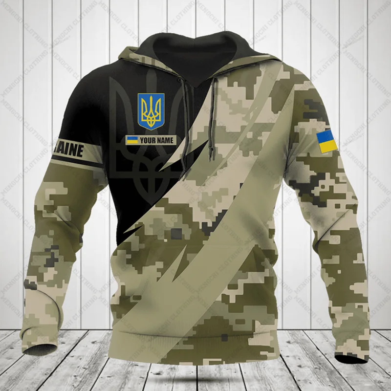 

Толстовка мужская камуфляжная свободного покроя, Модный свитшот с украинским символом на заказ, Повседневная Уличная одежда в стиле оверсайз