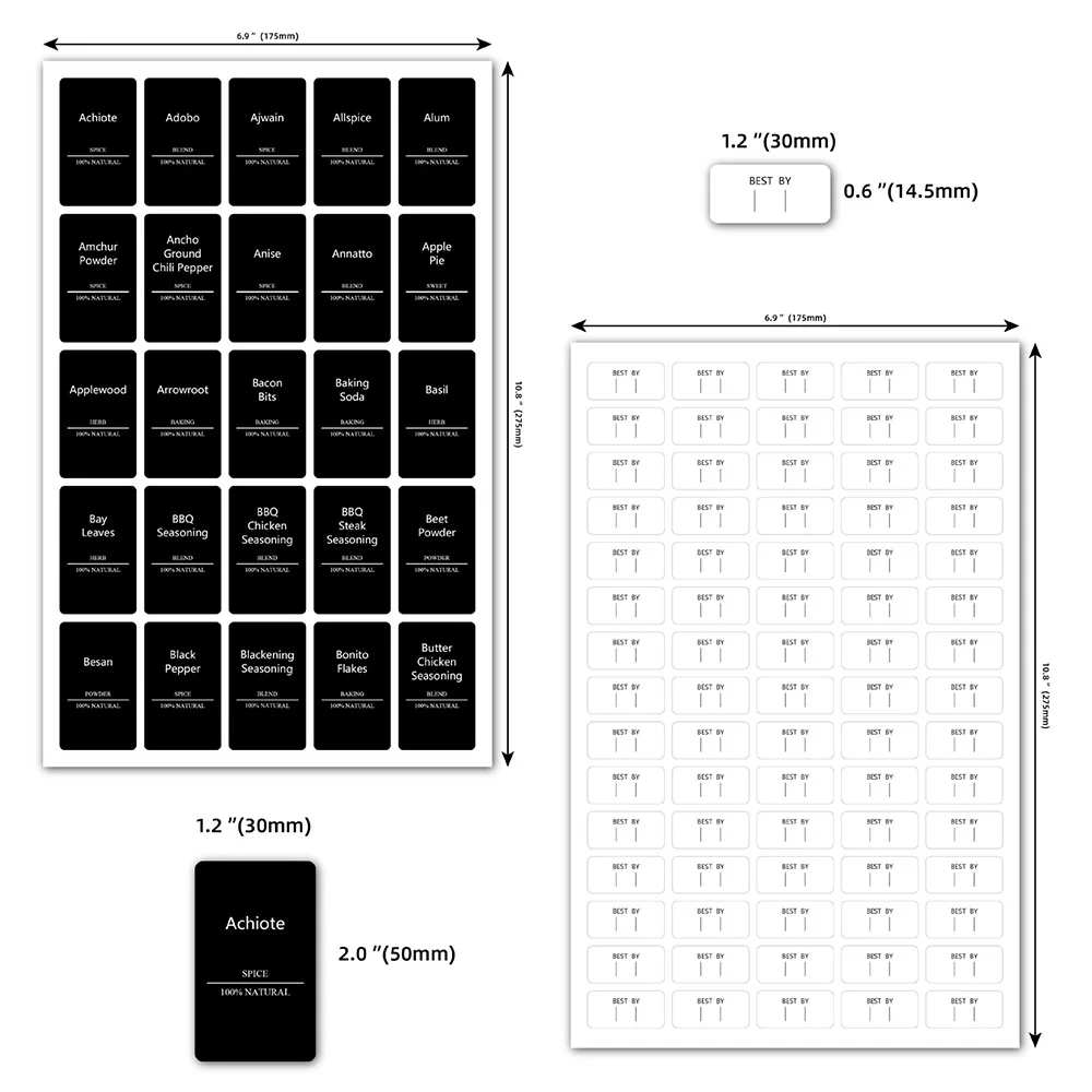 Square Spice Stickers Can Label Kitchen Room Spice Jar Labels Kitchen Jar Stickers Waterproof Home Decoration