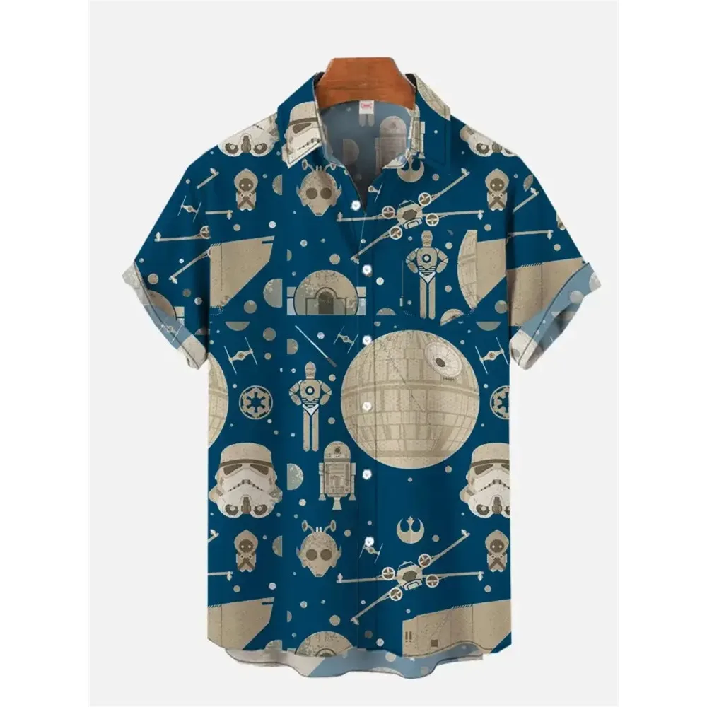 Men Hawaiian Shirt Retro Harajuku Print Vintage Floral