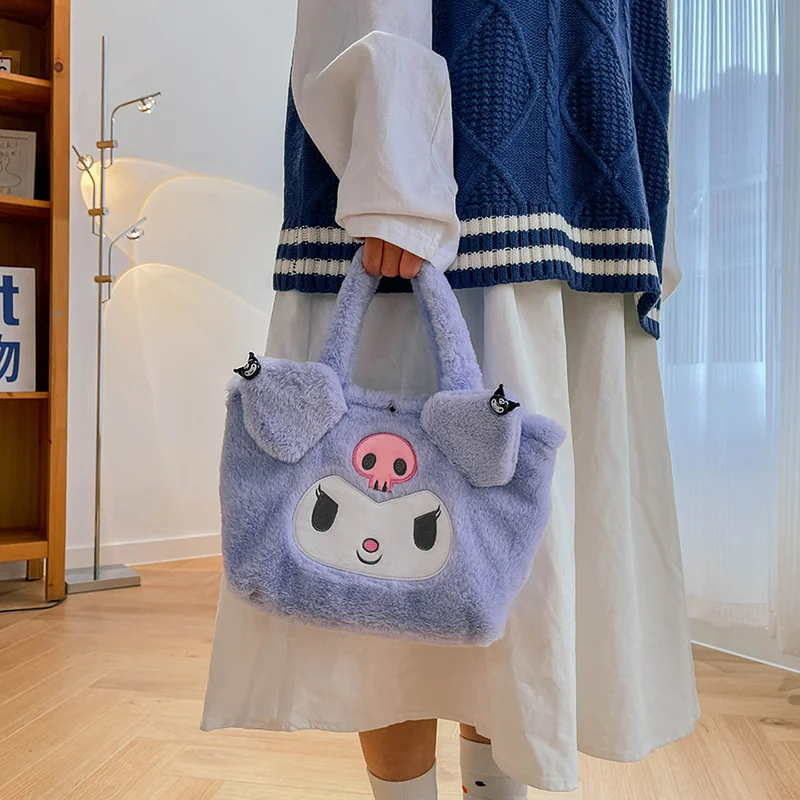 Sanrio Cinnamoroll Kawaii Plush Bag Anime Kuromi For Girls Mymelody Cinnamoroll Fashion Handbags Cartoon Cute Bags Children Gift Women Handbags