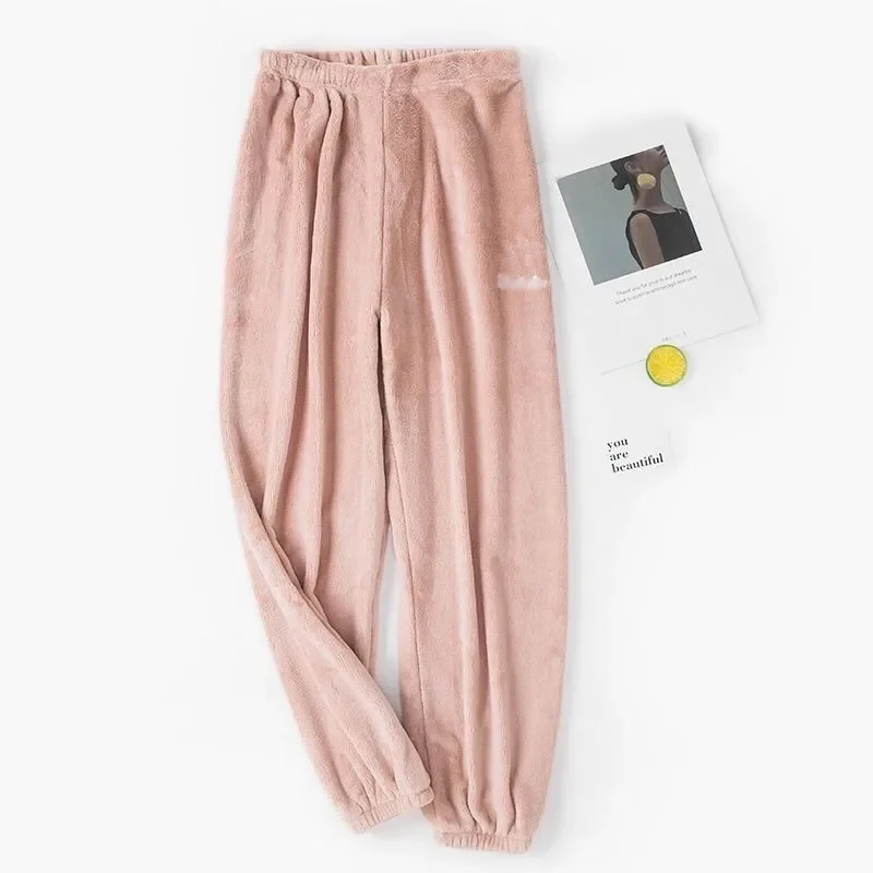 88–154 Pfund Herren- und Damen-Pyjamahose aus Korallenfleece, dicker Plüsch, weites Bein für drinnen und draußen, Winter-Heimkomfort, fauler Stil – Detail 2