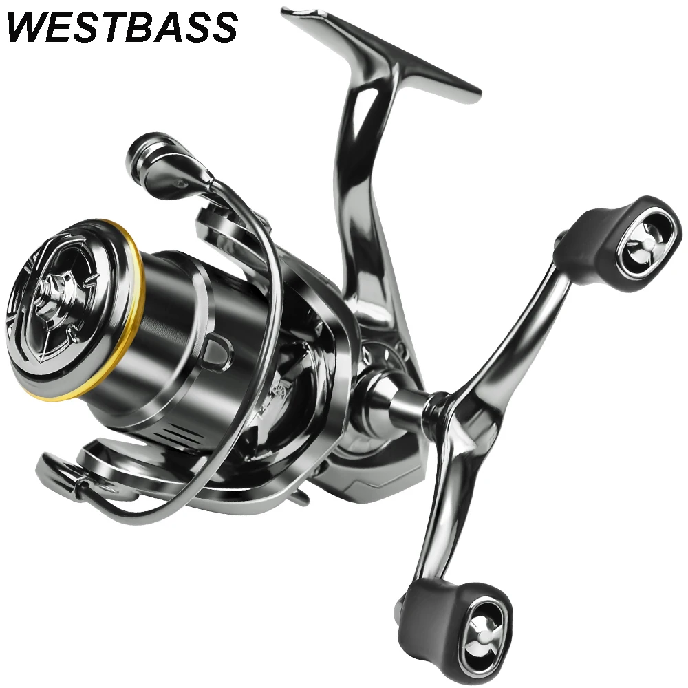 

WESTBASS Full Metal Spool Reel 5.2:1 Gear Ratio Spinning Wheel 1500-2500-3500 Double Handle Reel Right&Left Inter-changeable