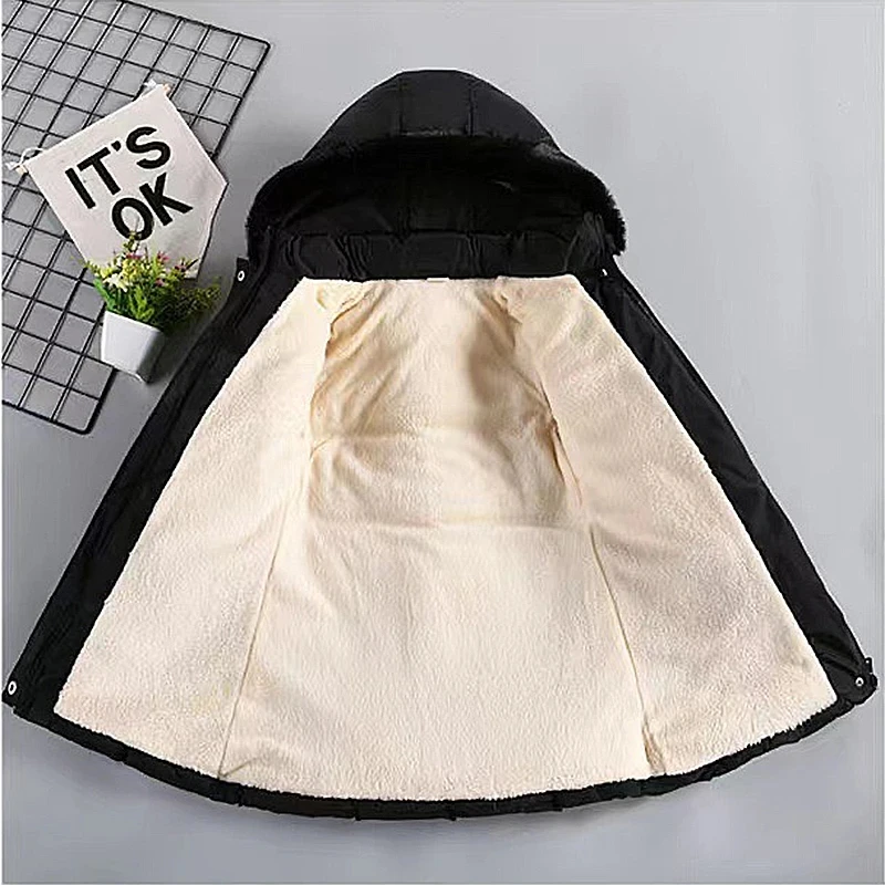 Children Jackets Girls Coat 3 4 5 6 8 10 Years Winter Girls Coat Keep Warm Thicken Kids Jacket Hooded Zipper Fur Collar Princess Outerwear