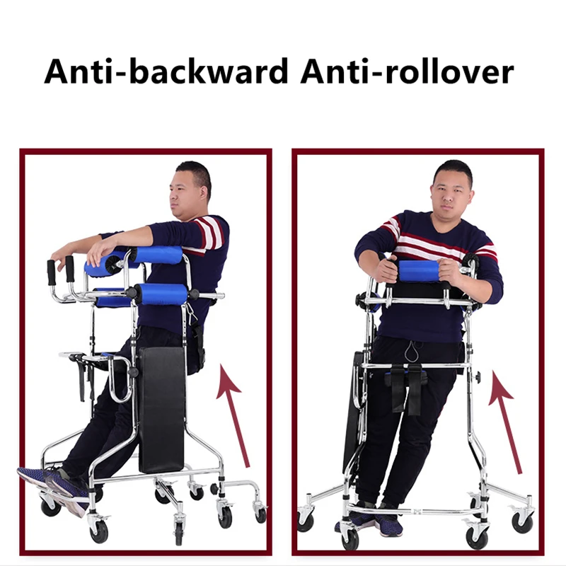 Elderly Disabled 8 wheels Walker Assist Walking Lower Limb Rehabilitation Exercise Device Anti-backward Rollover Shelf Tool elderly walker