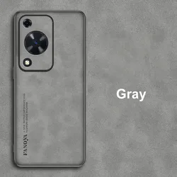 Luxury PU Leather Shockproof Phone Case - Business Matte Full Protection Silicone Cover for Huawei Nova Y72 (GRAY)
