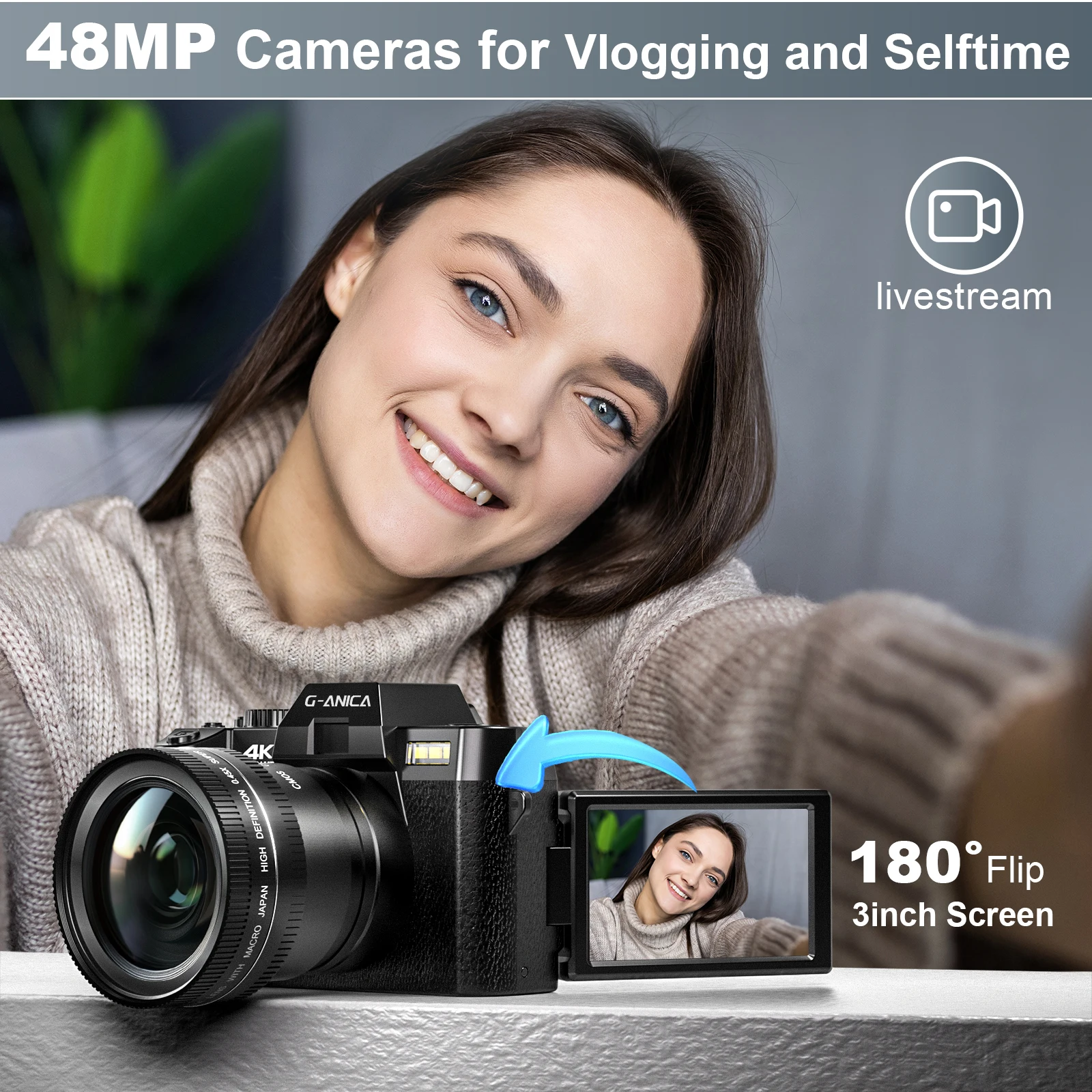 G-Anica   ī޶, 4K  Ʈũ ī޶, Ʈ ̷α  Ʃ, 48MP ī޶, 3 ġ ø ũ, 2024 ǰ