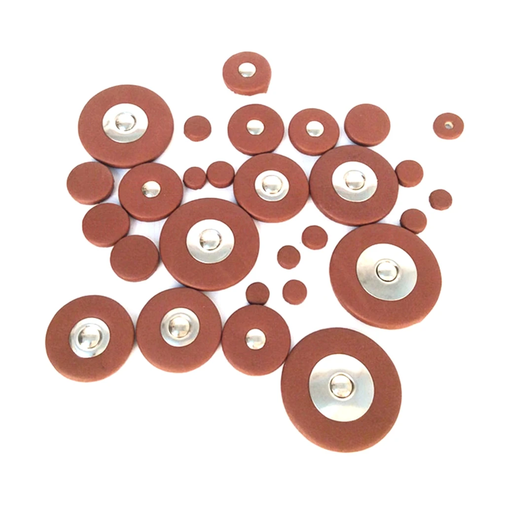 

Saxophone Leathers Pads Universal Button Leathers Pads Replacement Sax Leathers Cushion for Professionals and Beginners Dropship