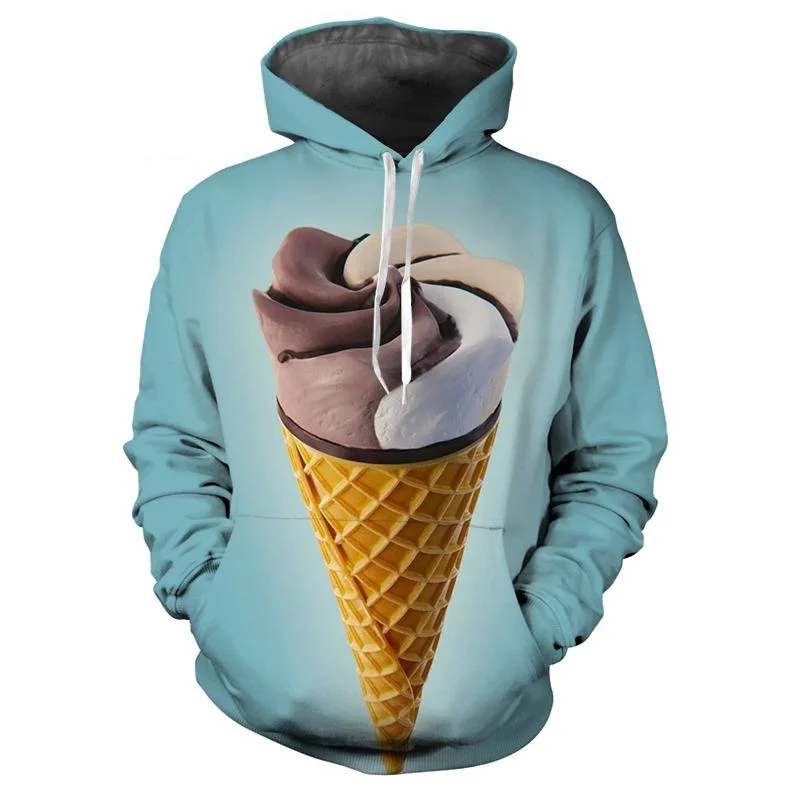 thumbnail image 1 of Sudadera con capucha con estampado 3D de helado de comida para hombre, ropa de primavera y otoño, sudadera de manga larga, sudadera con capucha de calle de talla grande, 1 of 5