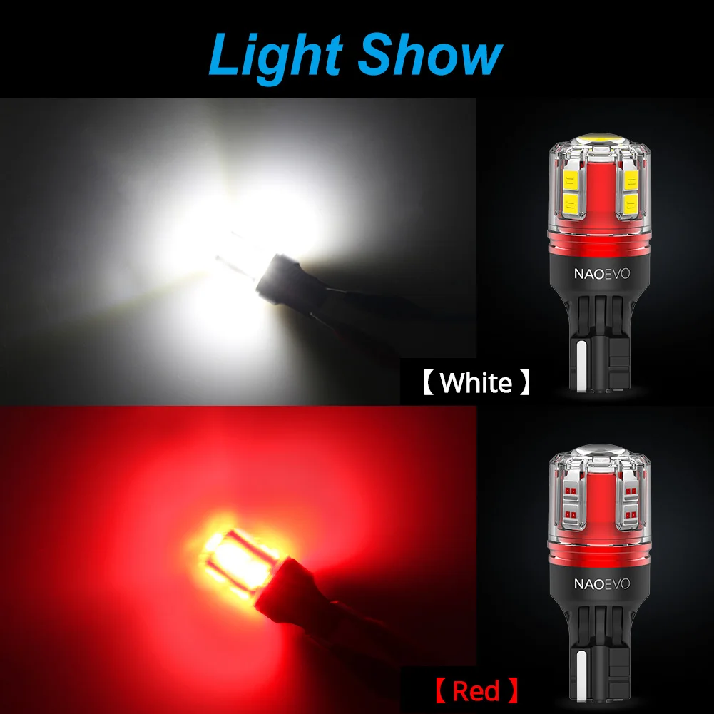 NAO W16W LED 조명, T15, T16, 12V, 24V, 2000Lm, 자동차 백업 전구, 화이트, 레드, 912, Bmw e46, e90, e39 용, 자동 리버스 테일 램프 액세서리
