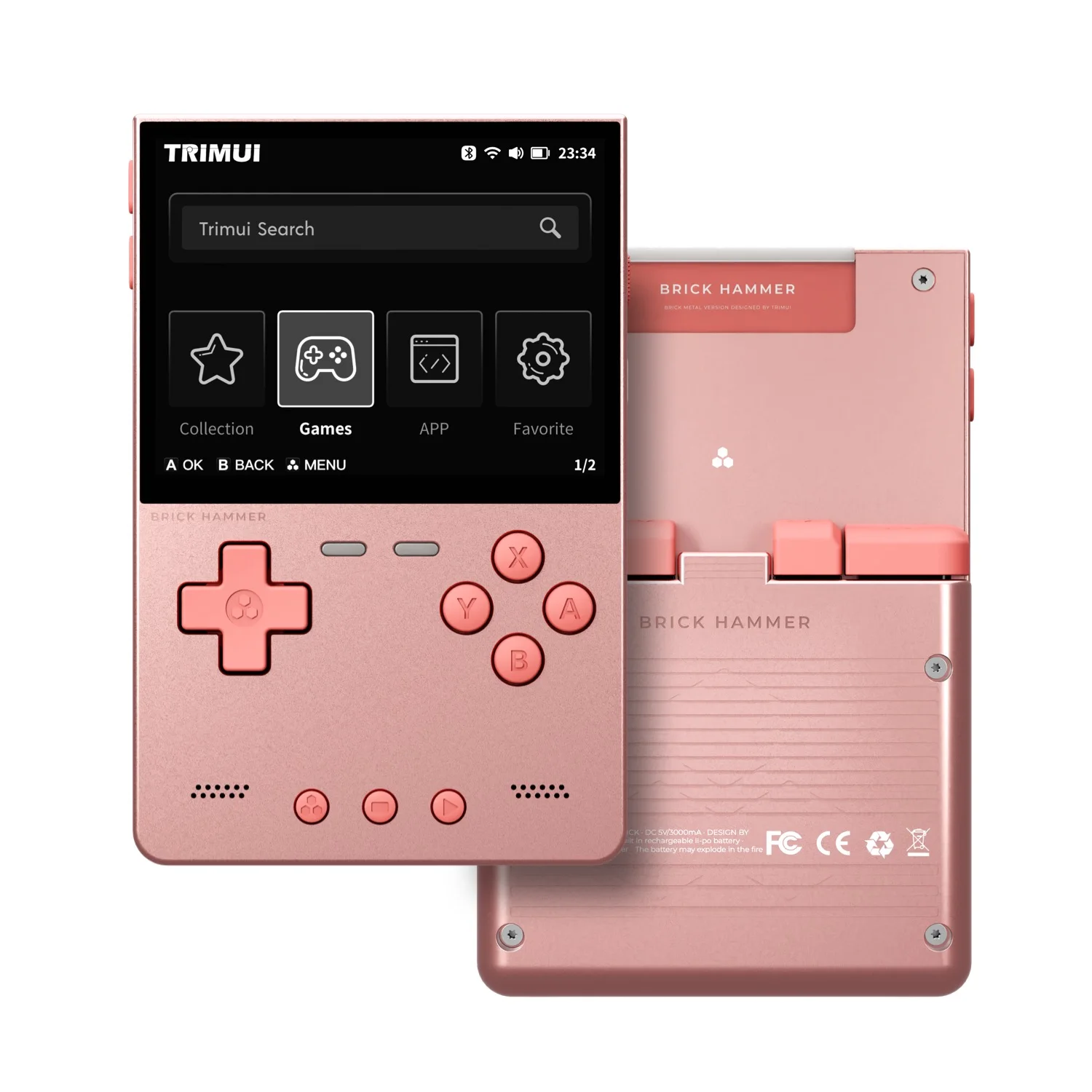 TRIMUI BRICK Hammer Retro Handheld Game Console Linux System CNC-Machined Metal Exterior Key LED Lighting 3.2'' IPS_voghion.com