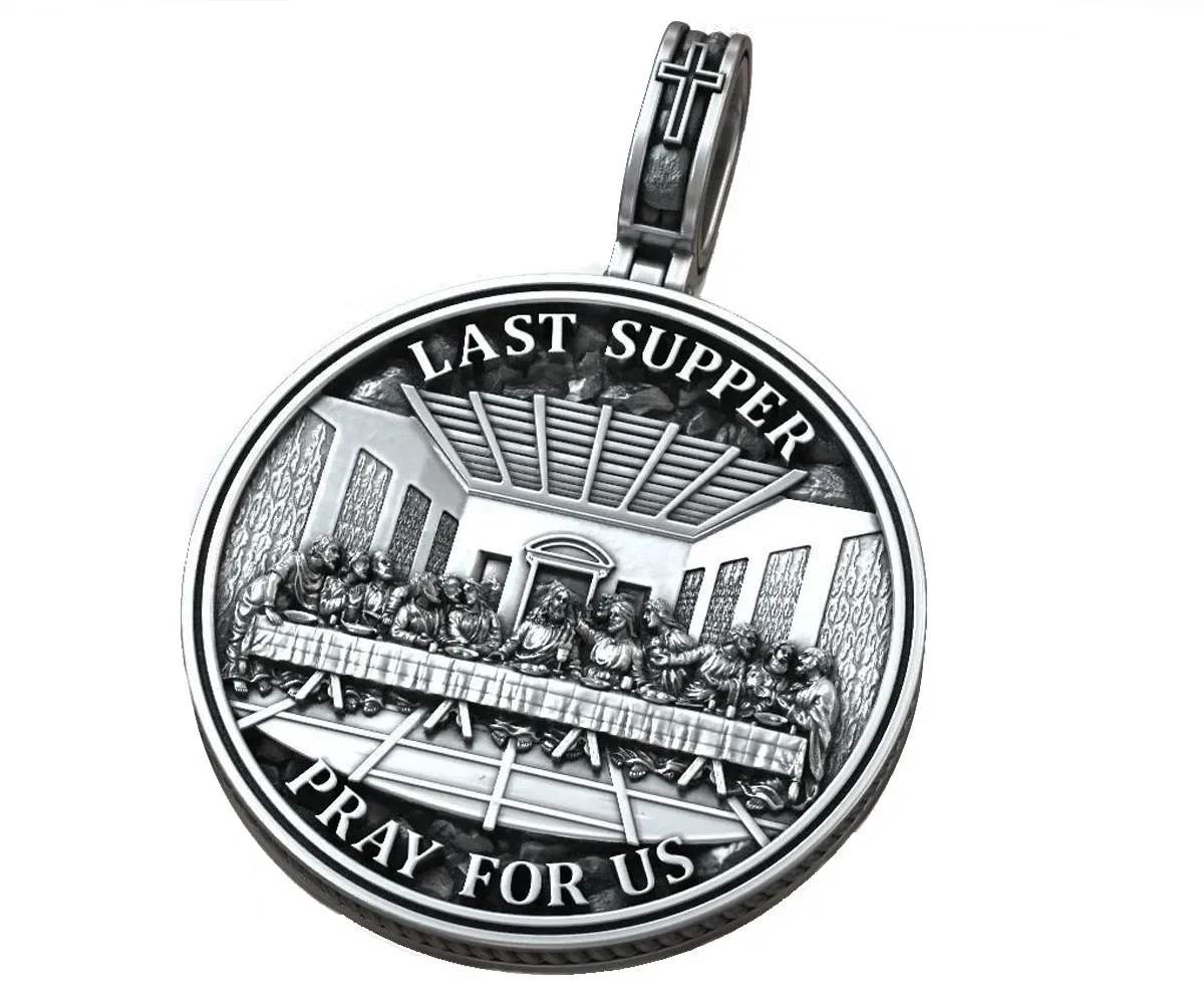 16g Jesus Christ The Last Supper Prayer Leonardo Pendant Religious Art Relief  Customized 925 SOLID STERLING Silver High Trendy 9 5g crucifixion orthodox cross saint helena jesus christ pendant customized 925 solid sterling silver high trendy