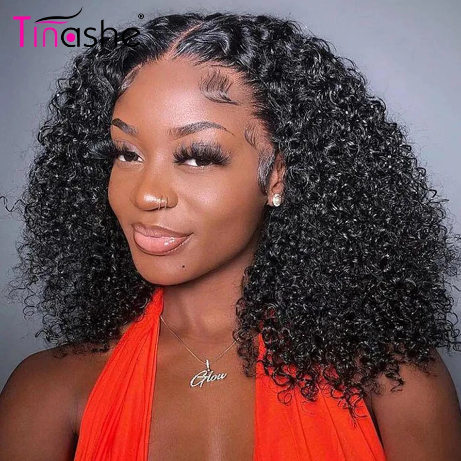 Tinashe Part Max 9&times;6 Glueless Wig HD Lace Bleached Knots Pre Plucked Human Hair Wigs Put on & Go Short Kiny Curly Bob Wig
