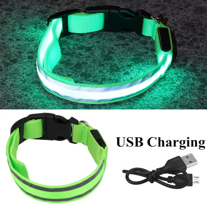 LED Dog Collar Luminous Collar Glowing  Adjustable large Dog Night Light Collar Pet Safety Collar for Small Dogs Cat Outdoor 