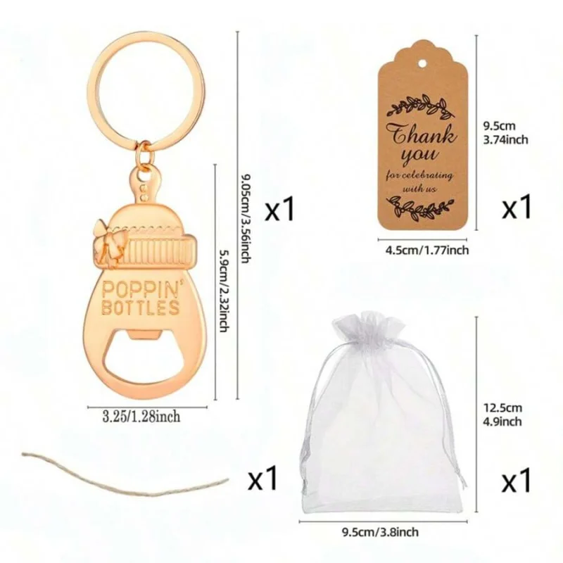 6 Set Popping Bottle Openers Keychain Baby Shower Party Favors for Guests Baby Bottle Opener Souvenirs for Reveal Wedding Party