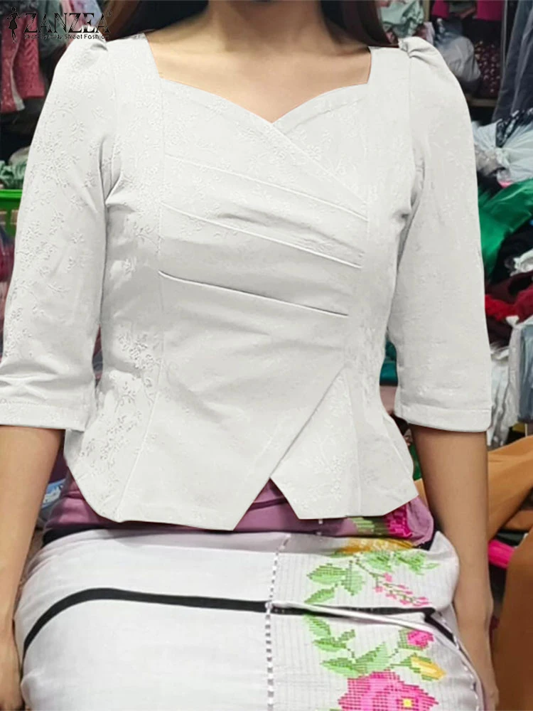  ž  ָ ÷ 콺     Pleated Blusas 2025 ZANZEA ĳ־ Ʃ   Ǯ