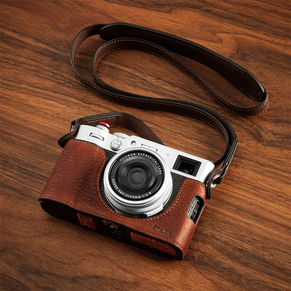 Smallrig-革製カメラバッグ,fjifilm x100vi用ハーフケース,レトロ