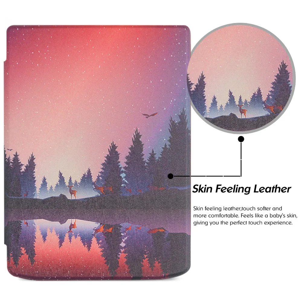 PU Leather Soft Case for PocketBook 743 InkPad Color 2 InkPad 4 7.8'' E-book Reader Cover Auto Sleep Wake PB743