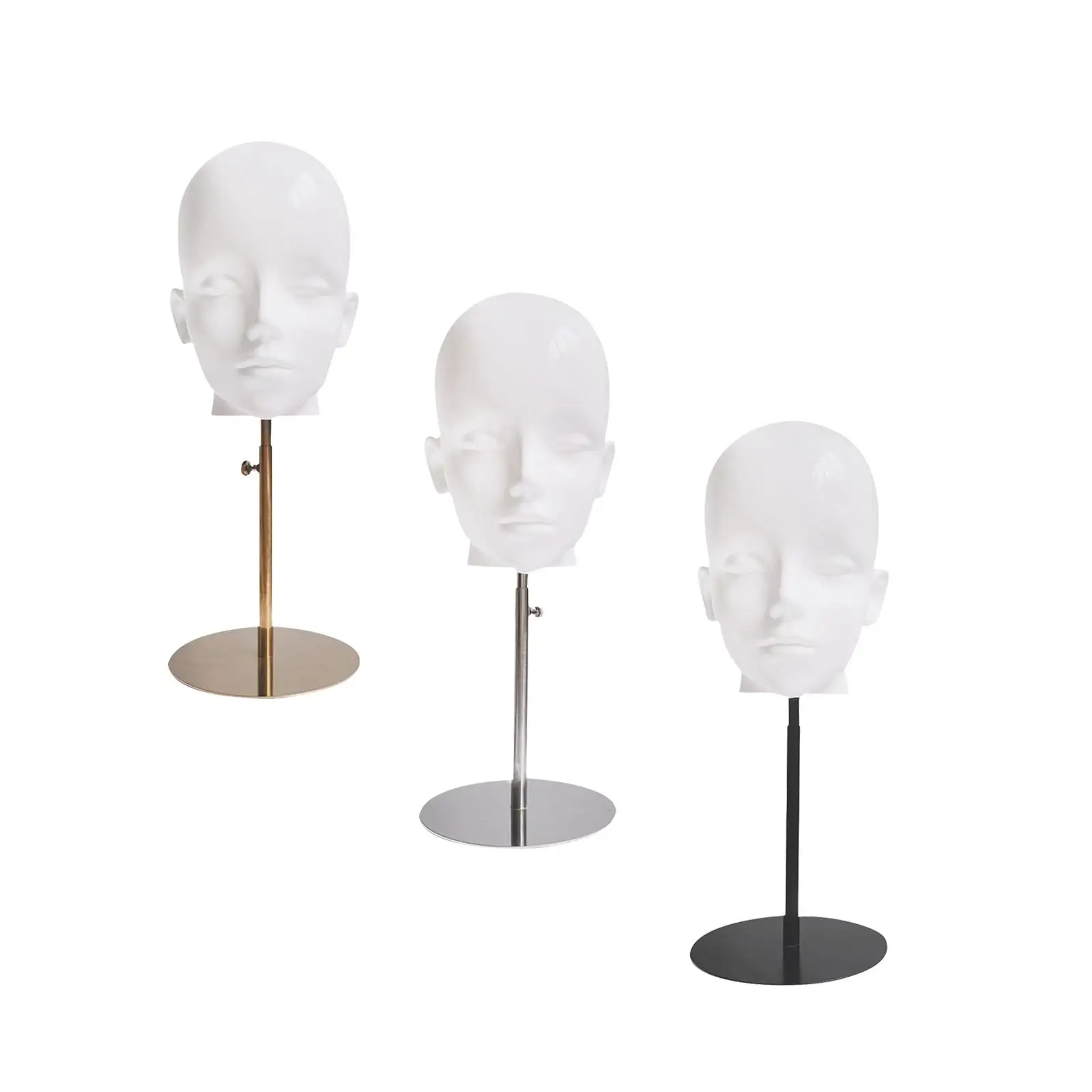 

Mannequin Head Hat Hairpieces Display Stand Metal Base Adjustable for Store, Shopping Mall, Barbershop Use Sturdy Accessory