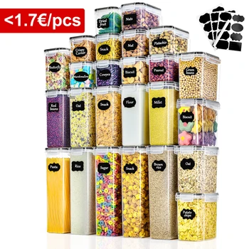 25 pz Ermetico Cucina Organizzatore di Conservazione del Grano Barattoli di Alimenti Per Uso Domestico Grande Serbatoio di Plastica Resistente All'umidità Scatola di Immagazzinaggio Barattoli di Spezie 1
