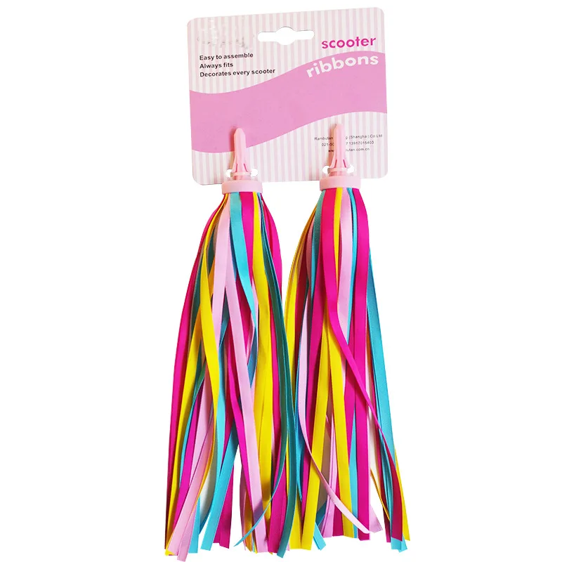 Kids Bike Decor Ribbon Outdoor Cycling Scooter Bicycle Handlebar Colorful Tassels Bike Accessory 2pcs