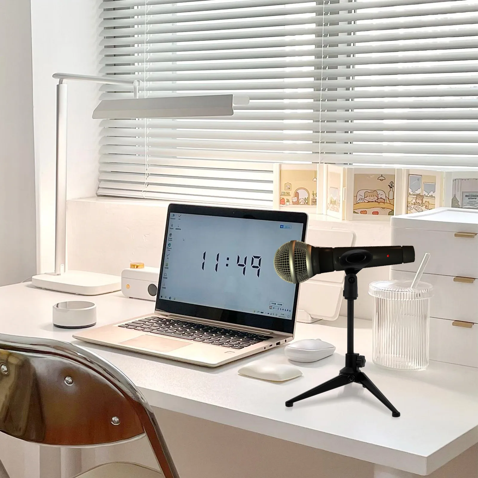 플라스틱 삼각대 마이크 홀더 데스크 마이크 스탠드 조절 가능한 테이블 마이크 스탠드 데스크탑 마이크 지지대 팟캐스트 녹음 라이브 방송용