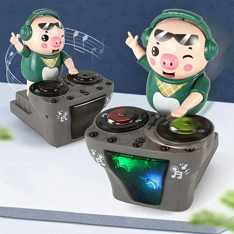 Cartoon DJ Rock Pig Electric Toys with Music and Light Children's Dancing Rock DJ  Dolls Disc Music Toys for Baby Kids Birthday 4