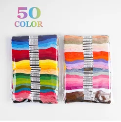 Vibrant Handcrafted Embroidery Floss Set - 50 Color Pack for Creative Sewing & DIY Crafts